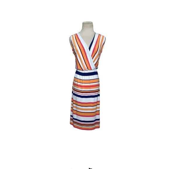 Merona multicolor striped cap sleeves summer dress size M - Picture 8 of 8